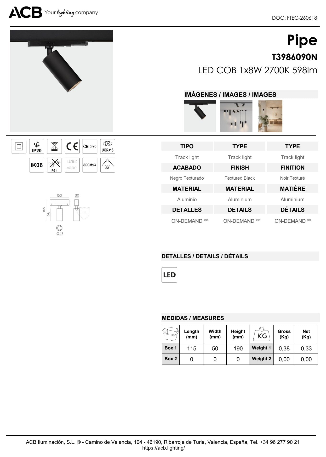 Scheda tecnica Pipe - ACB