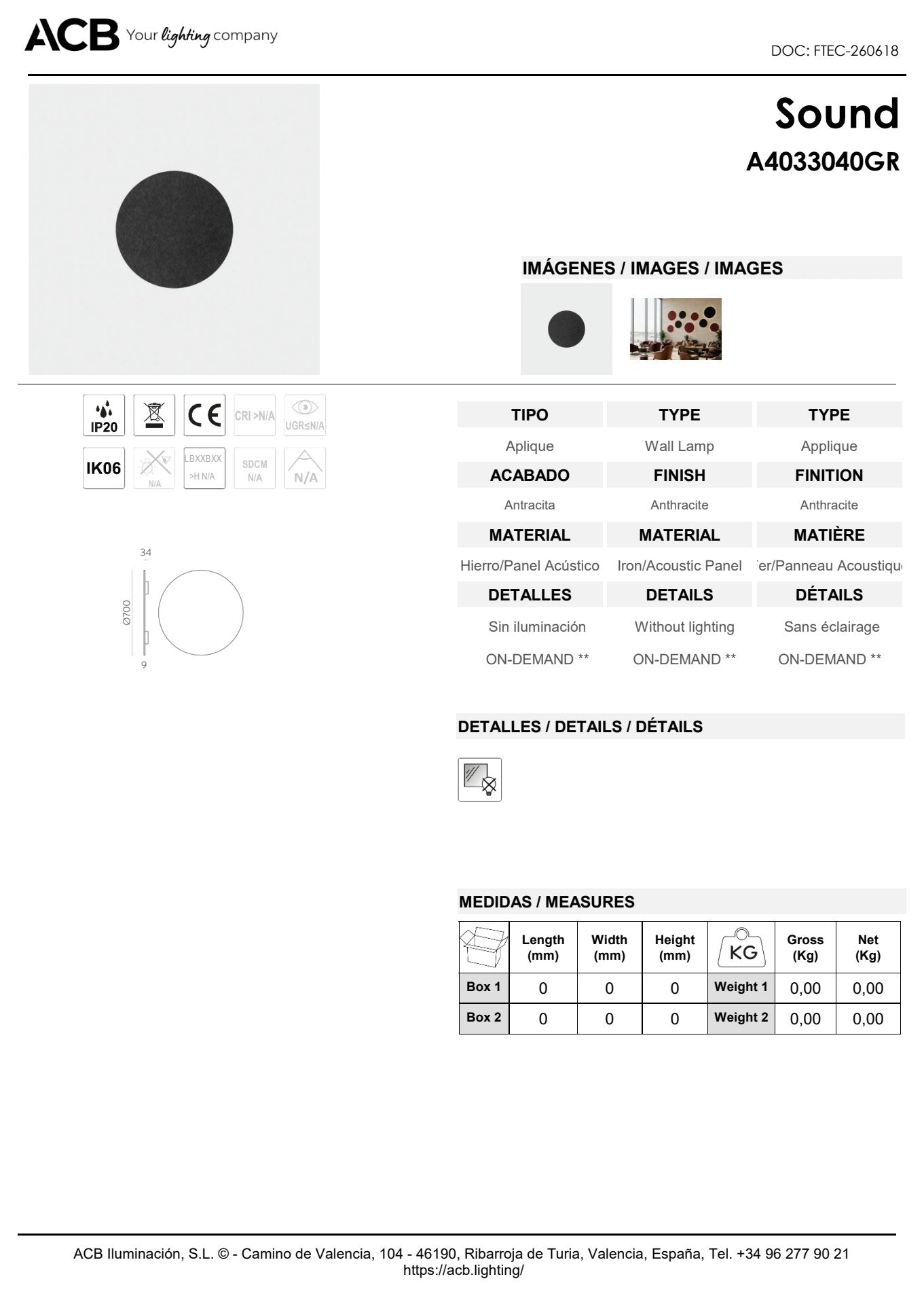 Scheda tecnica Sound - ACB