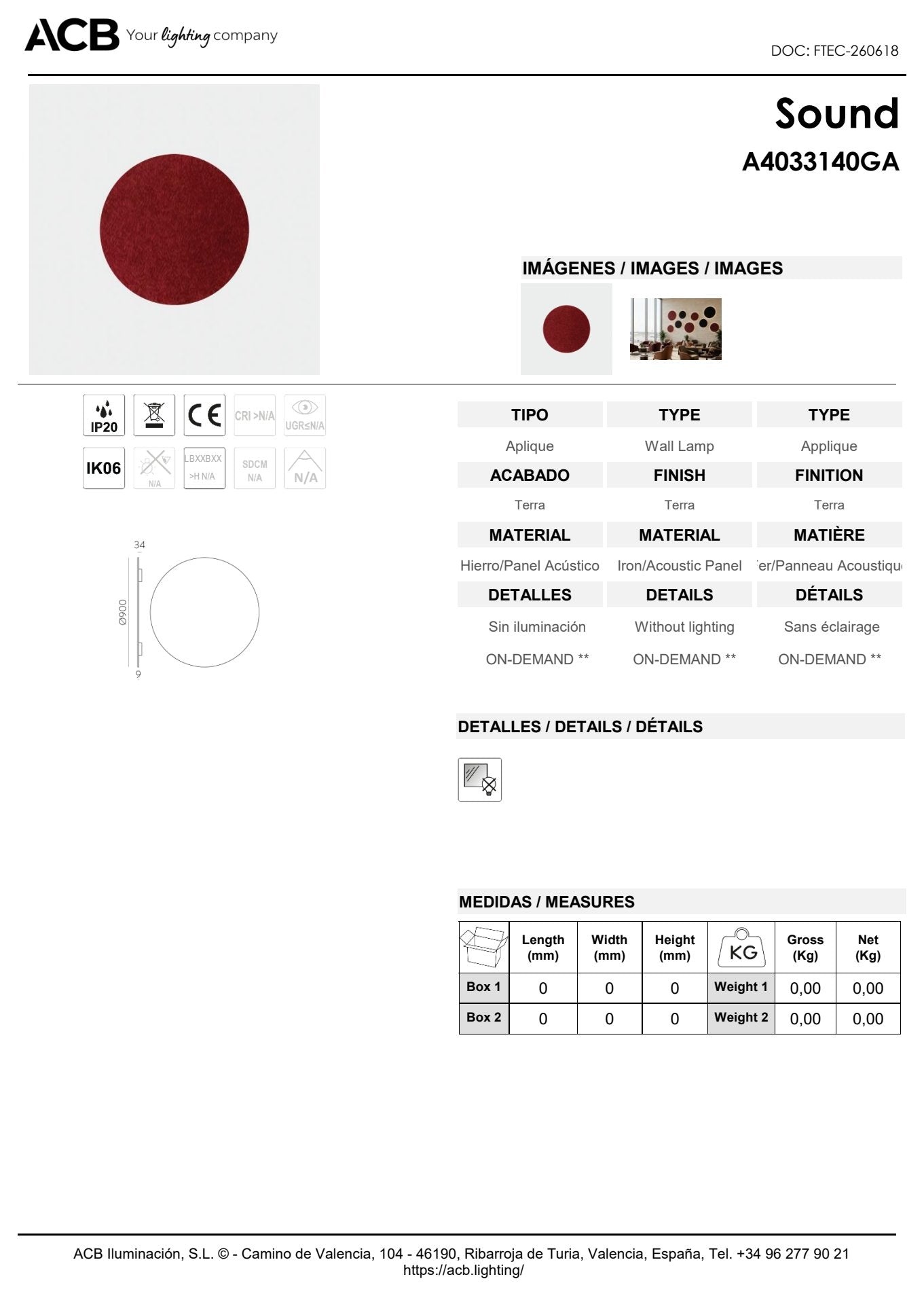 Scheda tecnica Sound - ACB