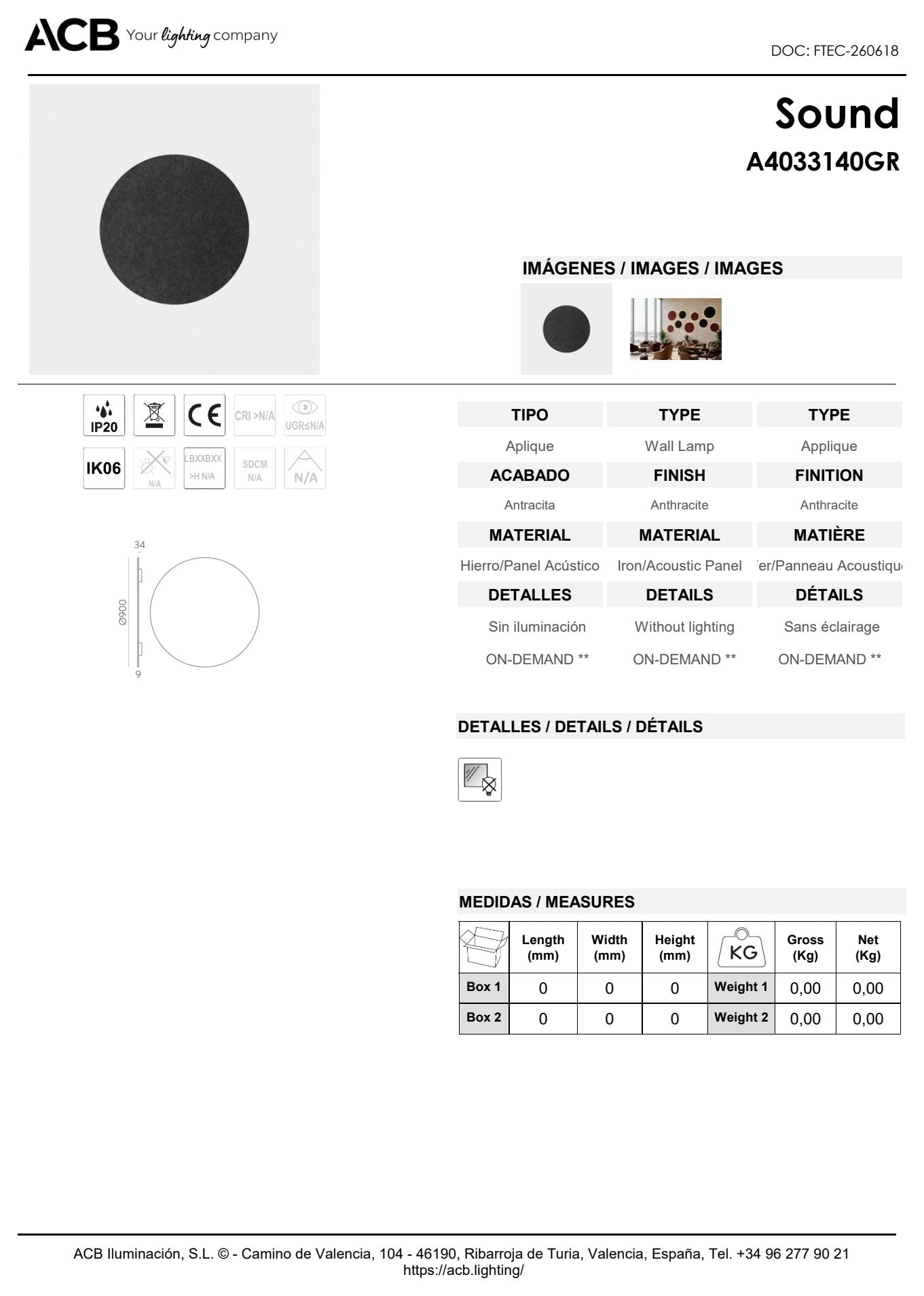 Scheda tecnica Sound - ACB