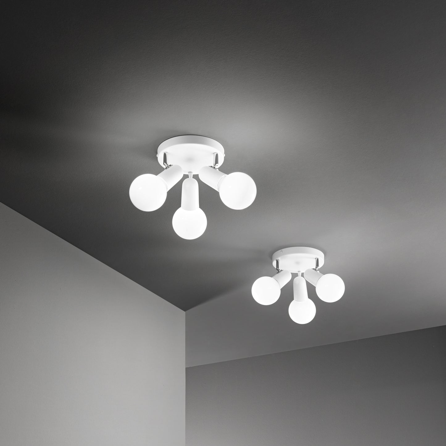 Plafoniera Spot PUNTO in metallo bianco con 3 punti luce orientabili