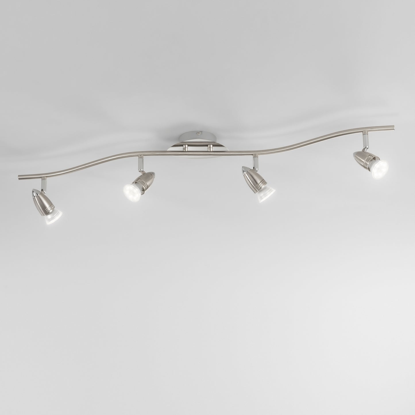 Spot SUNNY in metallo nichel con 4 punti luce orientabili e lampadine incluse