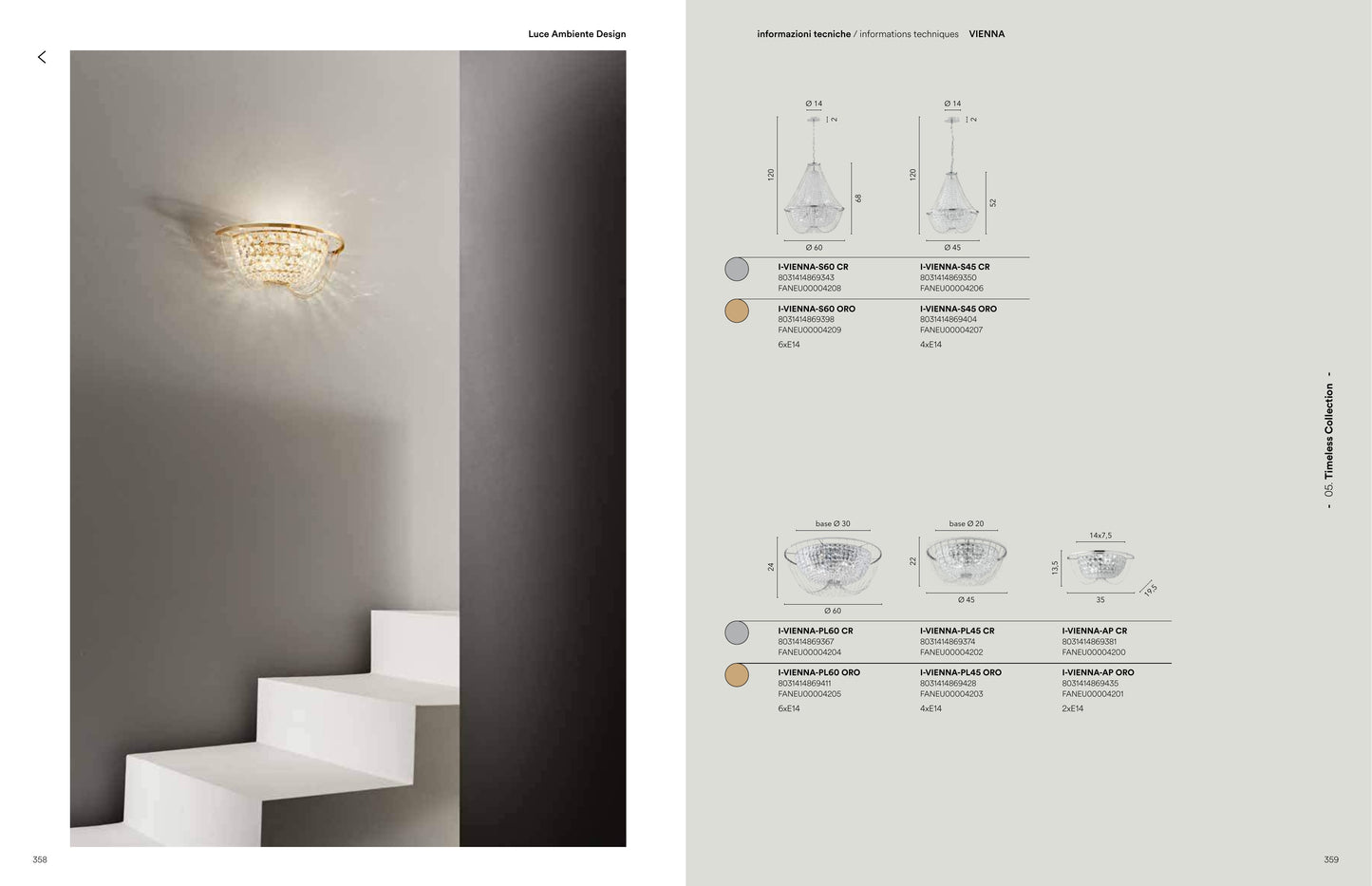 Scheda tecnica VIENNA - Luce Ambiente Design