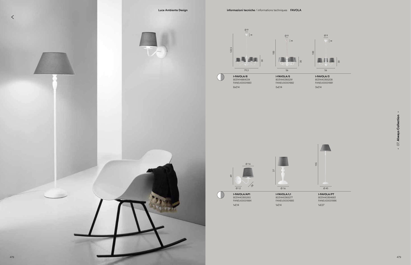 Scheda tecnica FAVOLA - Luce Ambiente Design