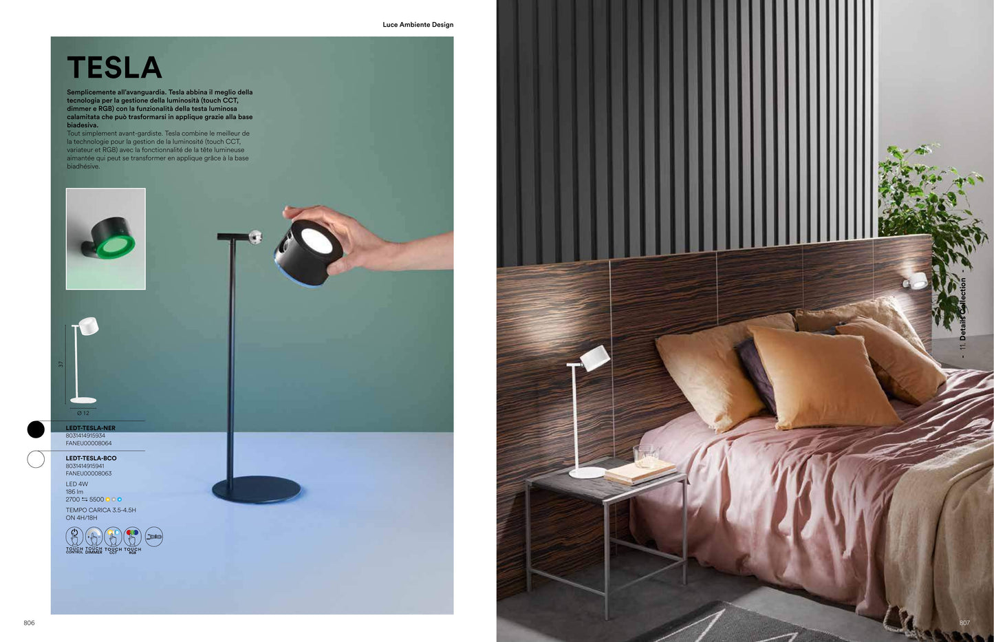 Scheda tecnica TESLA - Luce Ambiente Design