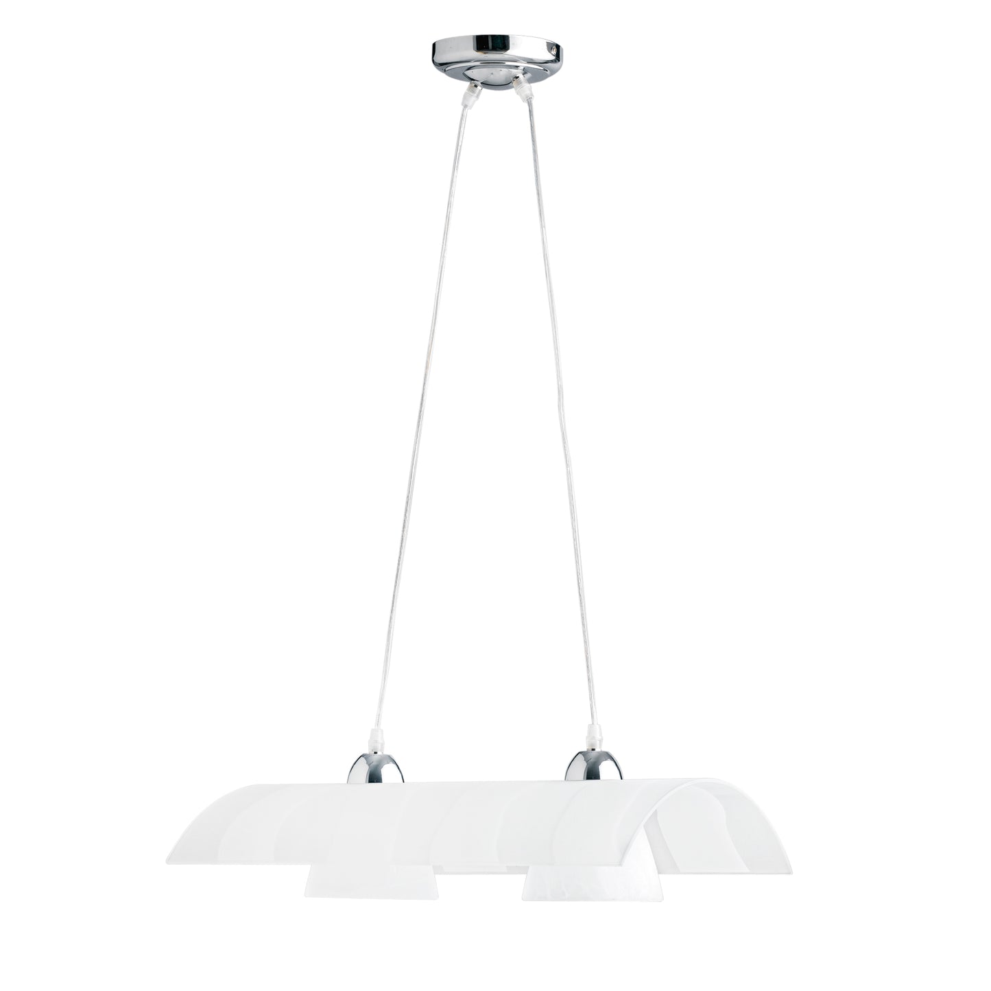 Sospensione ZEBRATA in vetro bianco a due luci
