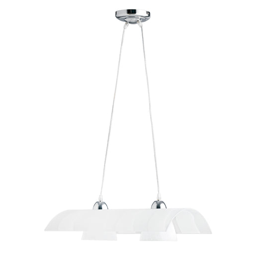 Sospensione ZEBRATA in vetro bianco a due luci