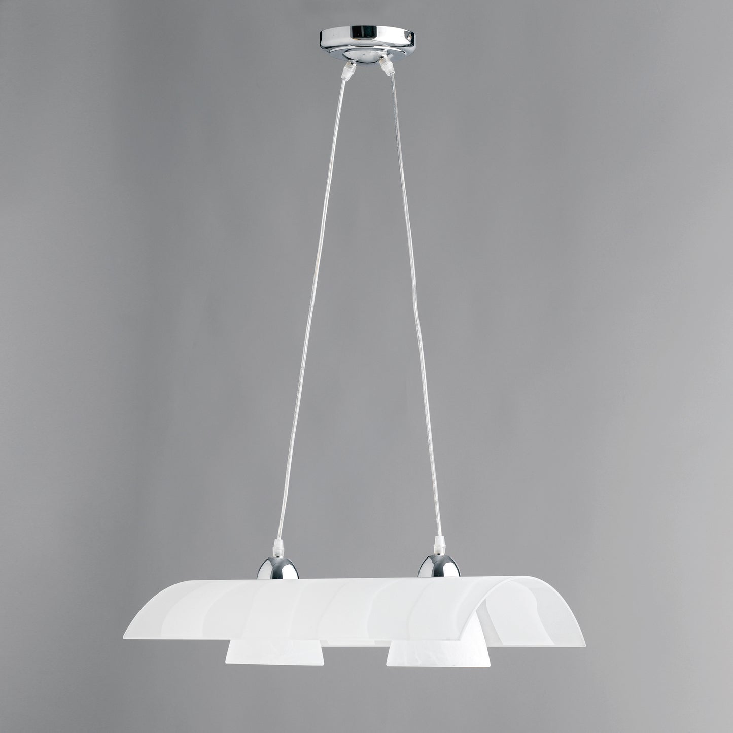 Sospensione ZEBRATA in vetro bianco a due luci