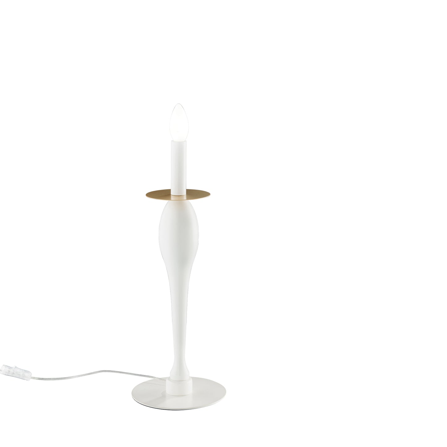 Lampada da tavolo ARMSTRONG in metallo bianco con dettagli in oro satinato