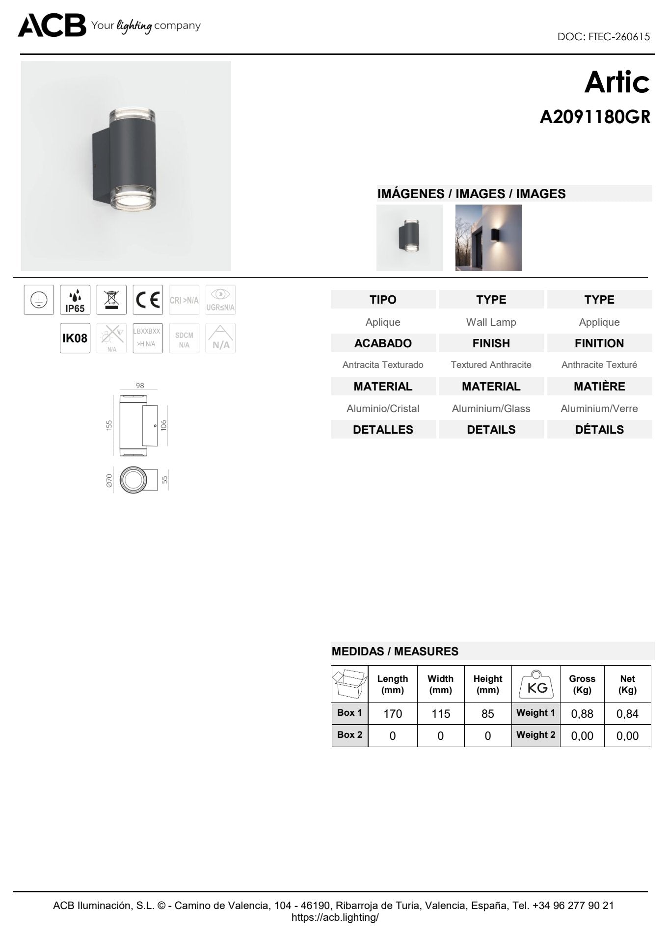 Scheda tecnica Artic - ACB