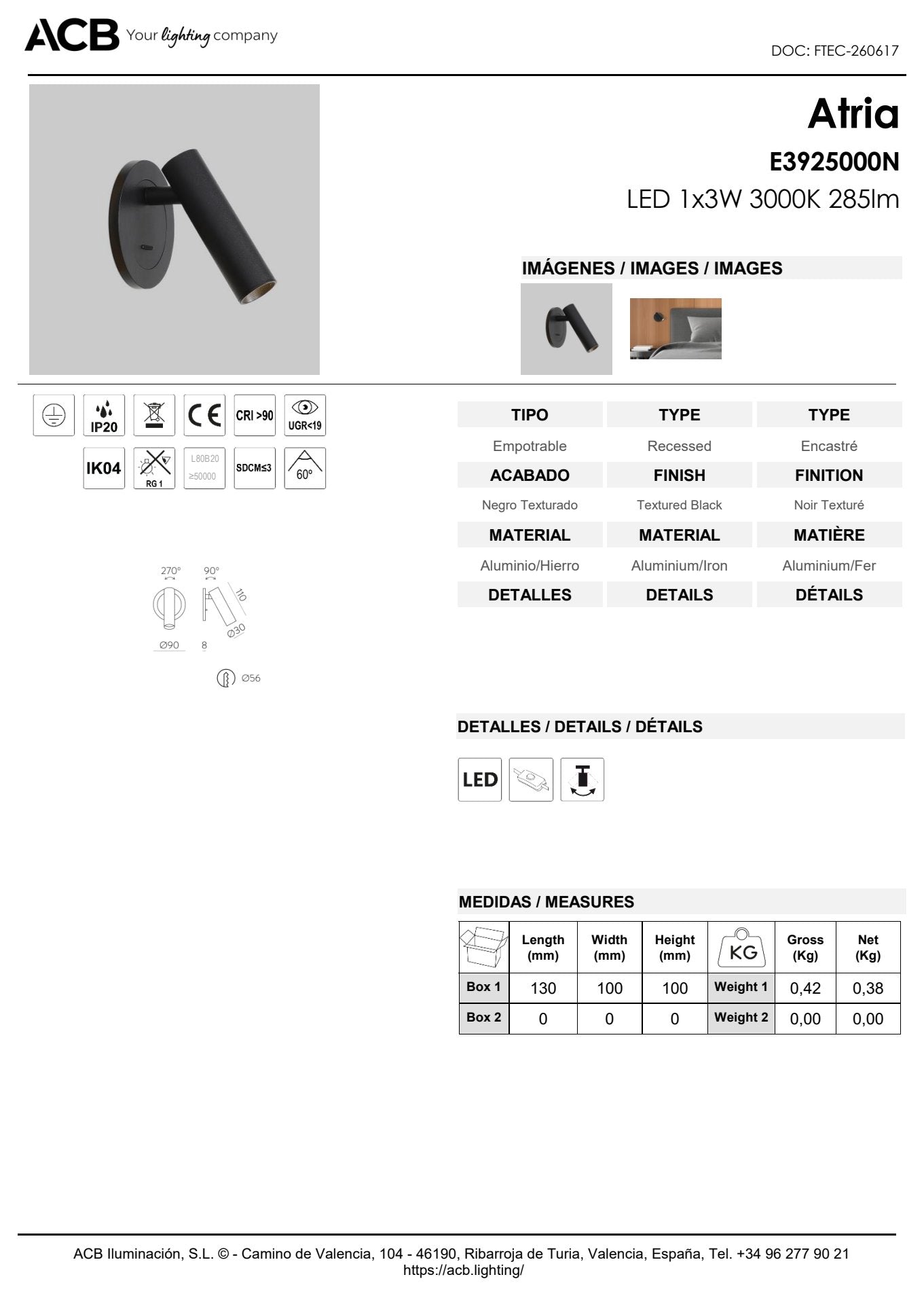 Scheda tecnica Atria - ACB