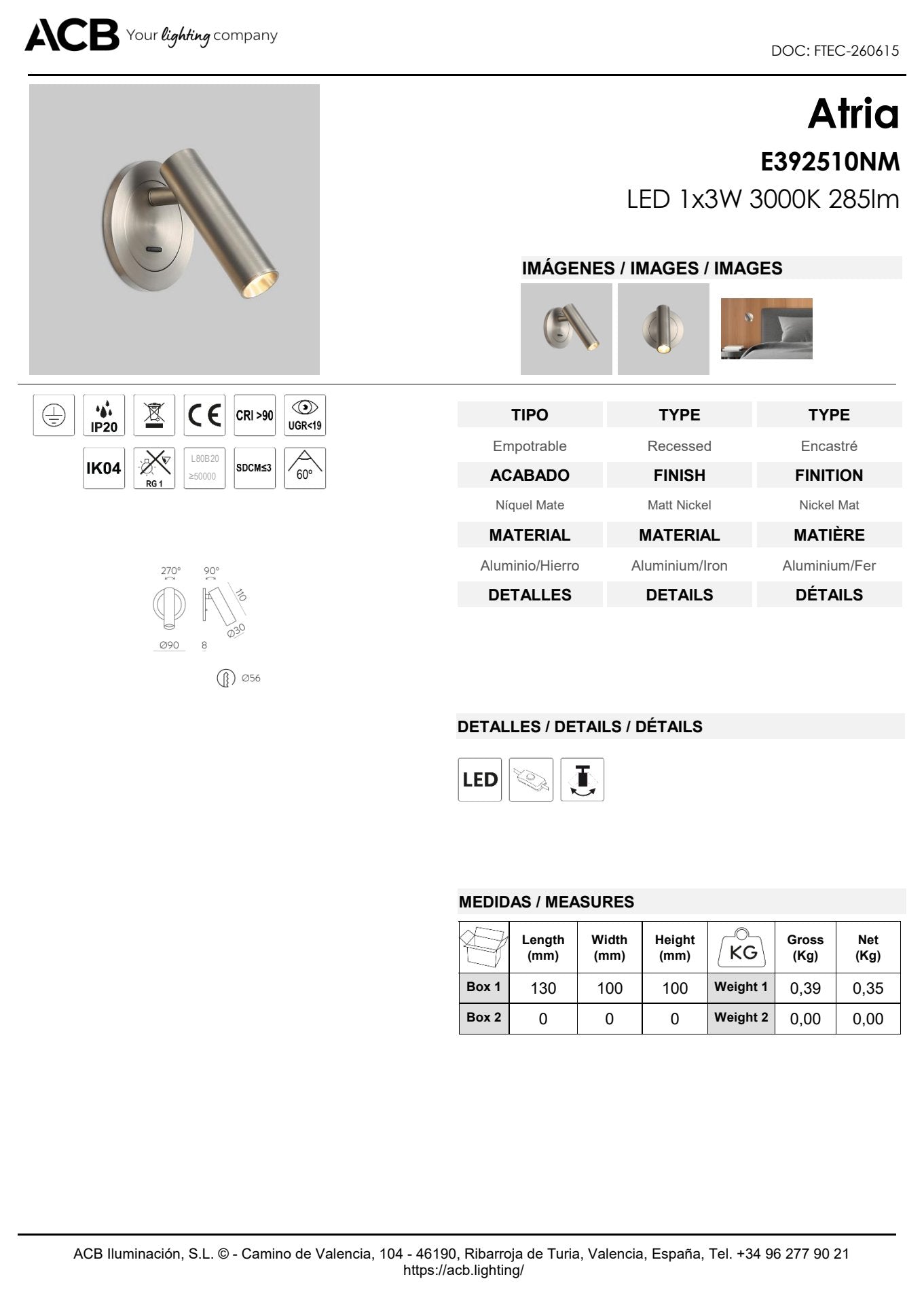 Scheda tecnica Atria - ACB