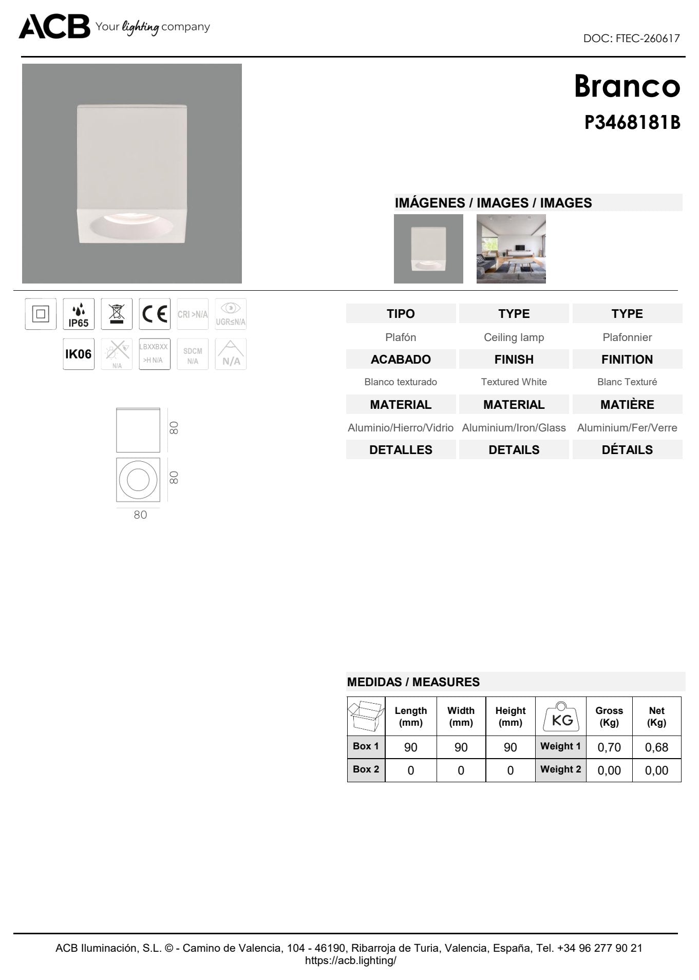 Scheda tecnica Branco - ACB