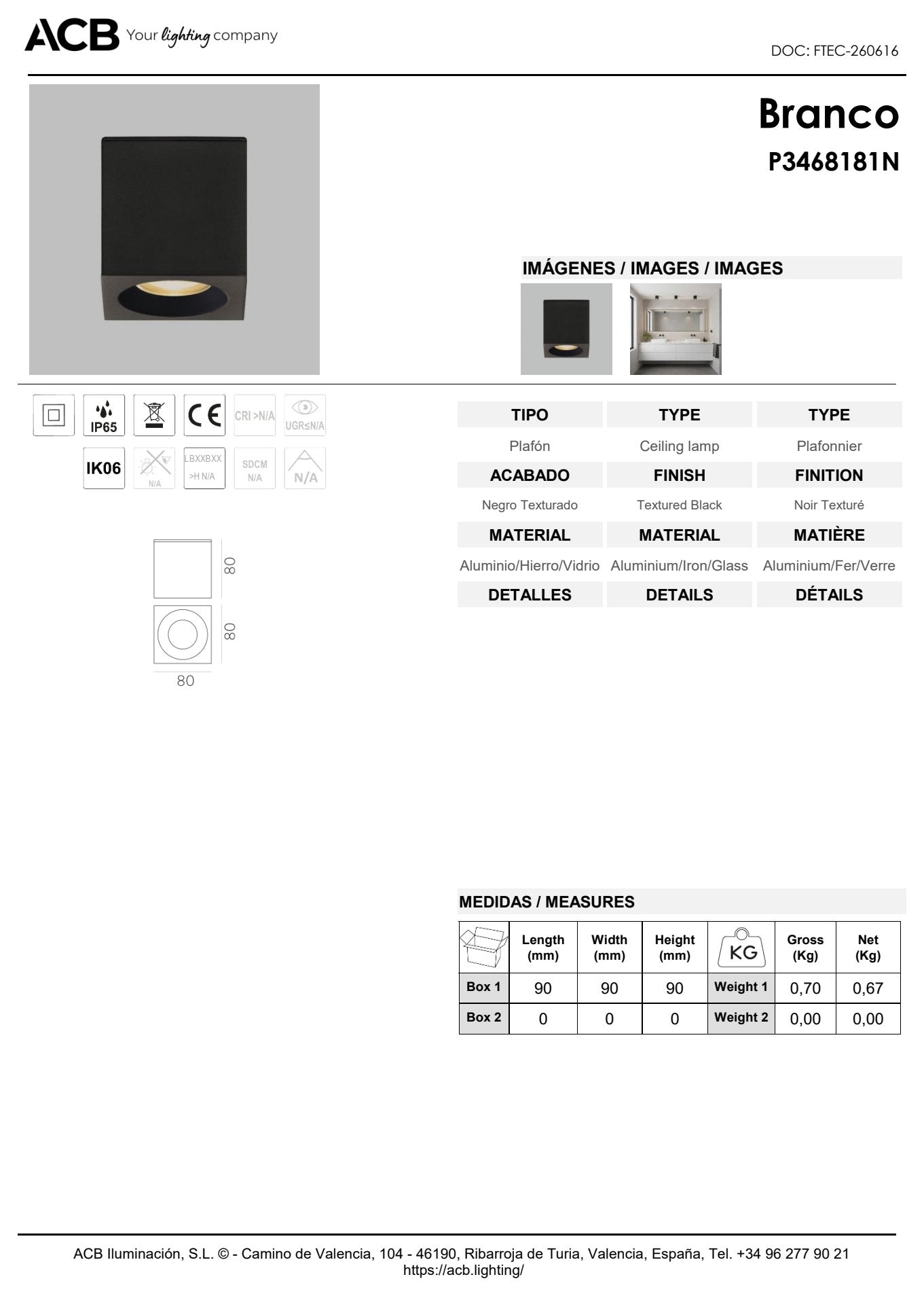 Scheda tecnica Branco - ACB