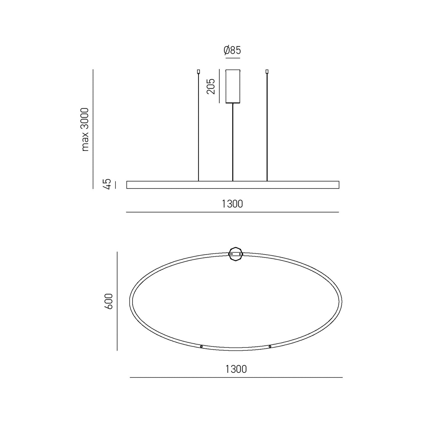 Criseide S/1g Oval — Sospensione a LED