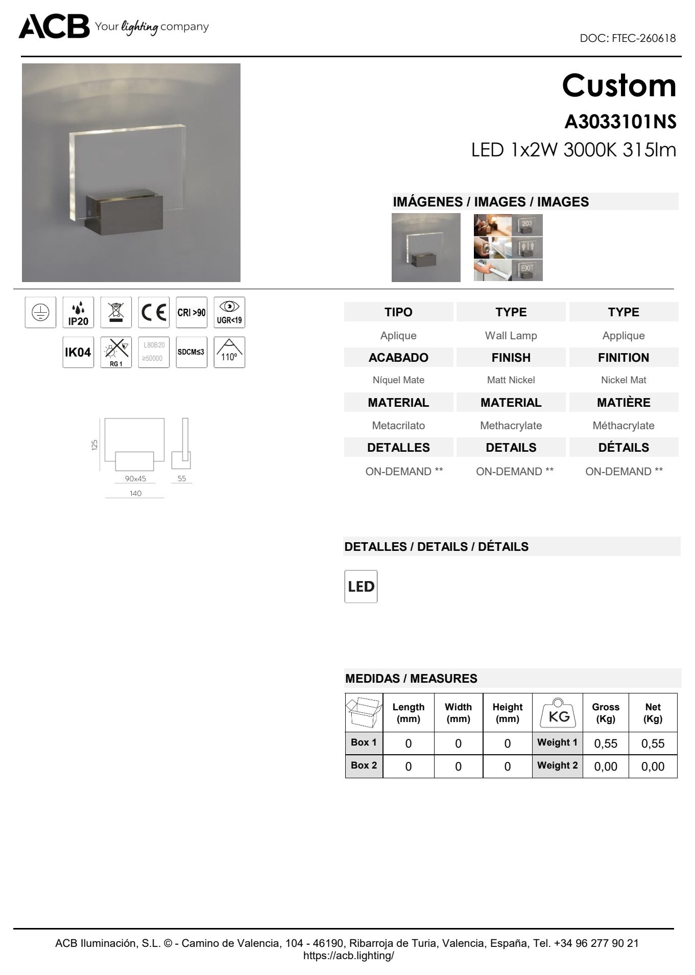 Scheda tecnica Custom - ACB