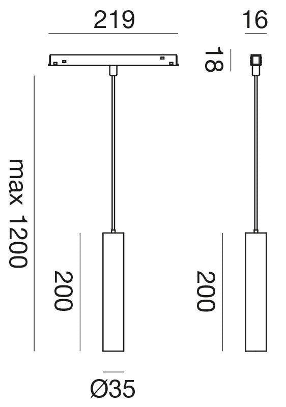 Gfa1360 — Faretto per binario 48V a LED