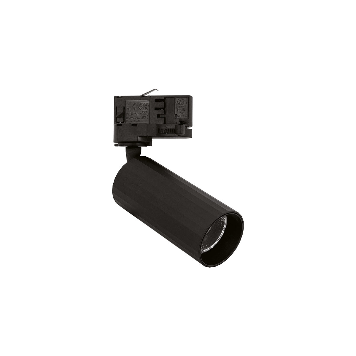 Faretto orientabile a binario trifase 9W 3000K — Nero