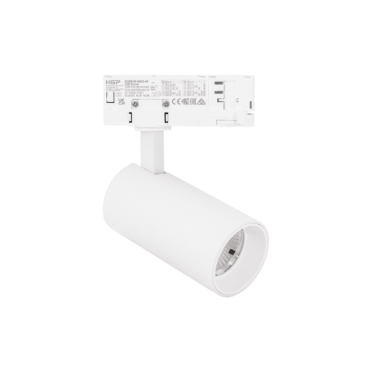 Faretto orientabile a binario trifase 20W 3000K — Bianco
