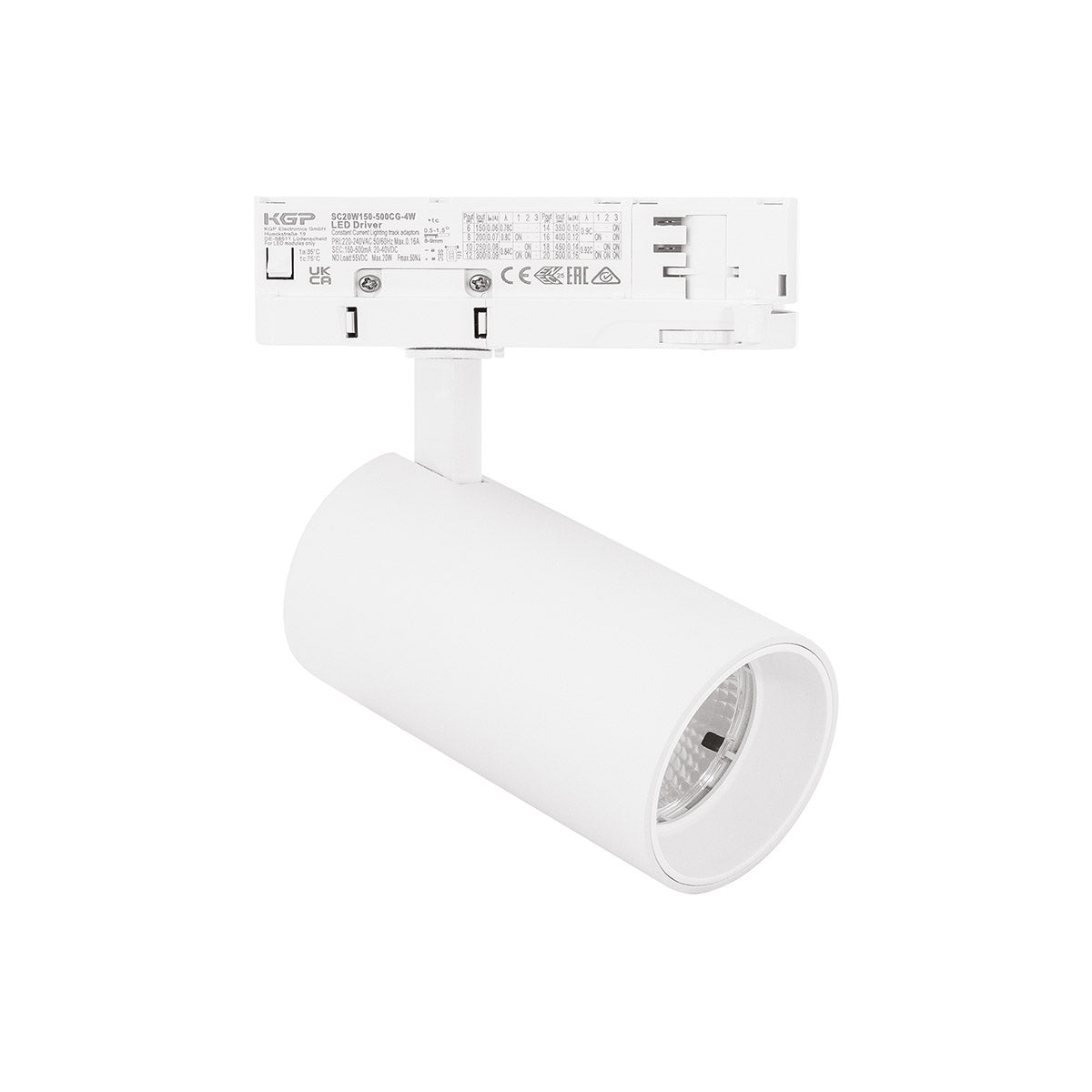 Faretto orientabile a binario trifase 30W 3000K — Bianco