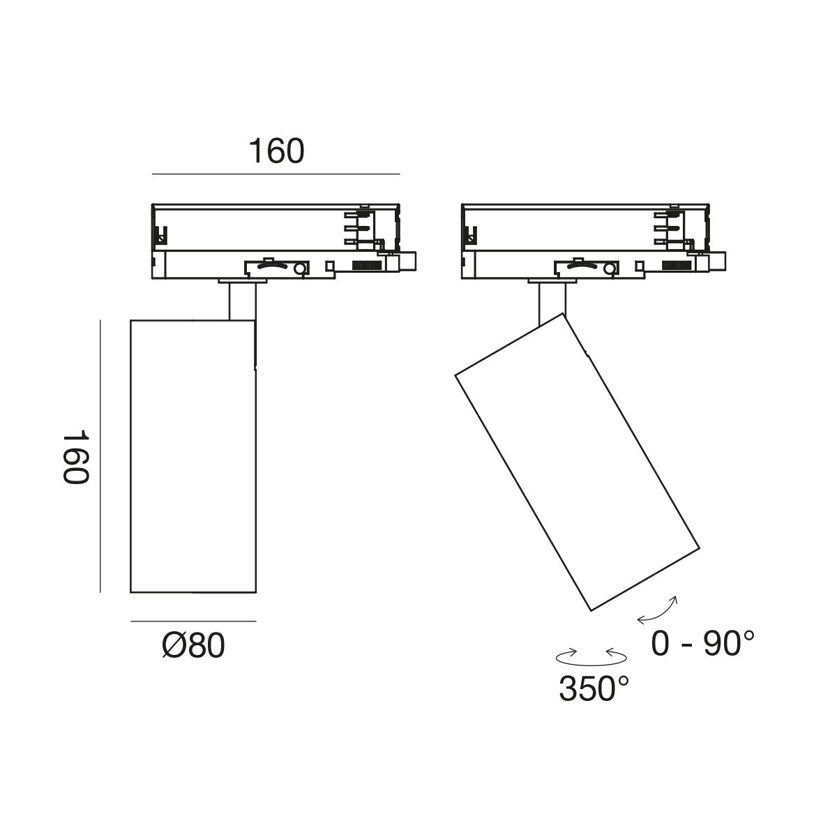 Faretto orientabile a binario trifase 40W 3000K — Bianco