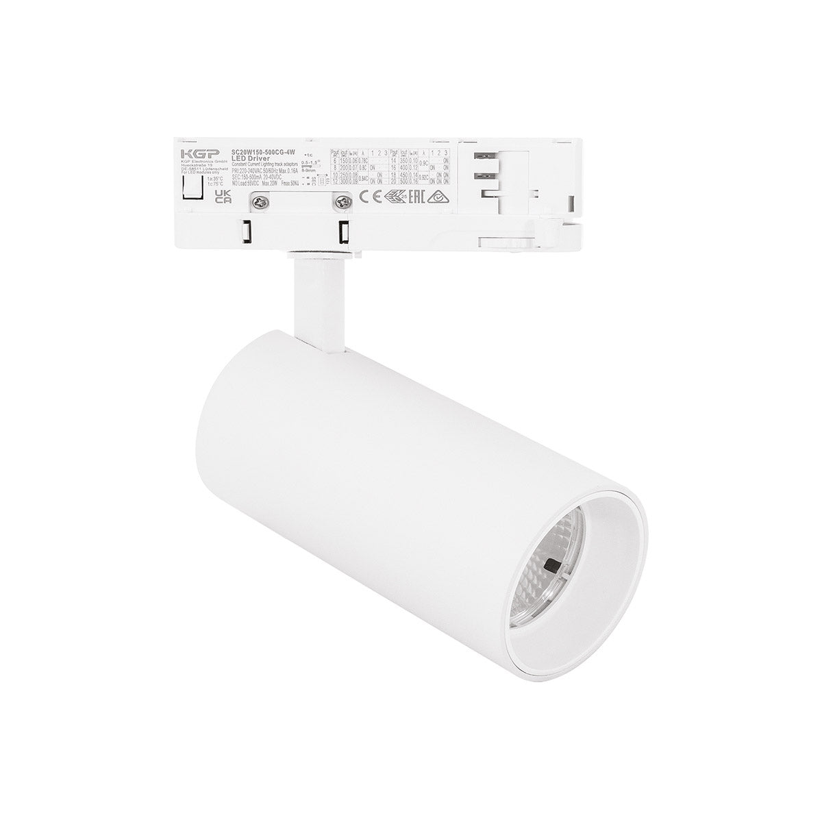 Faretto orientabile a binario trifase 40W 3000K — Bianco