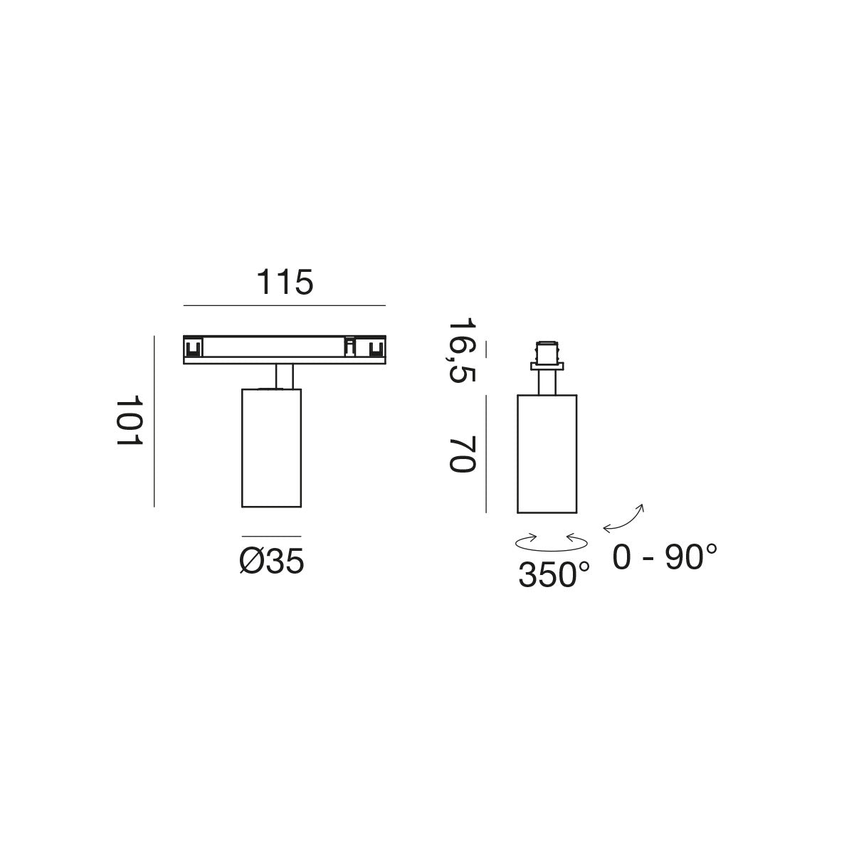 Gfa1791 — Faretto per binario 48V a LED