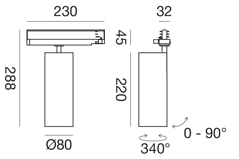 Gfa972 — Faretto per binario trifase a LED