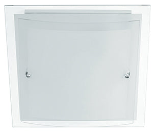 Plafoniera DRITTA CURVA in vetro bianco 30x30 cm.