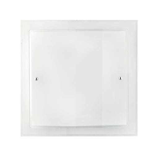 Plafoniera DRITTA CURVA in vetro bianco 40x40 cm.