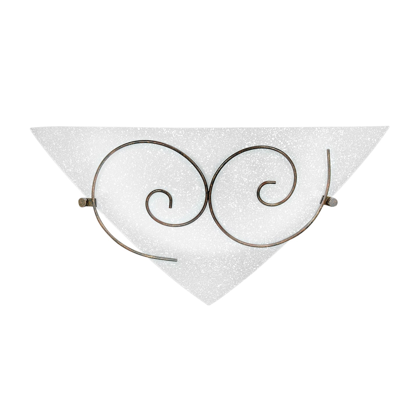 Applique RICCIOLO in vetro bianco con decoro in metallo ruggine 40x19 cm