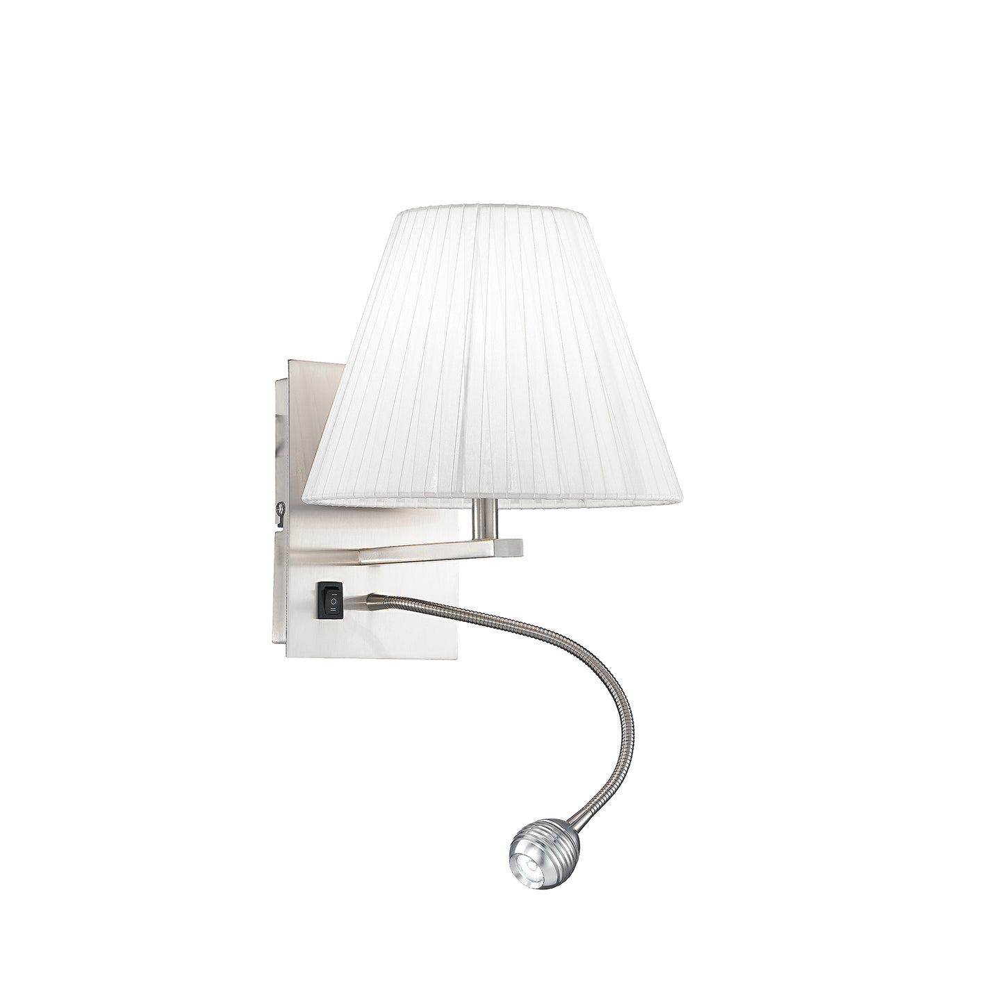 Applique LED HELLY in tessuto bianco plissettato con braccio flessibile