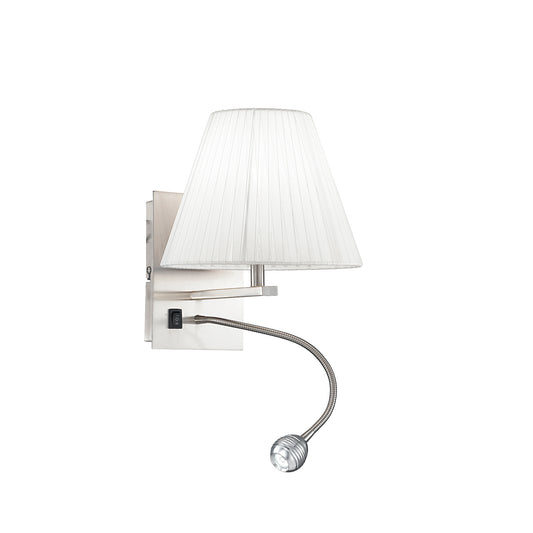 Applique LED HELLY in tessuto bianco plissettato con braccio flessibile