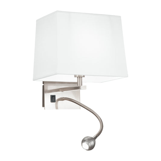 Applique LED HELLY in tessuto bianco con braccio flessibile