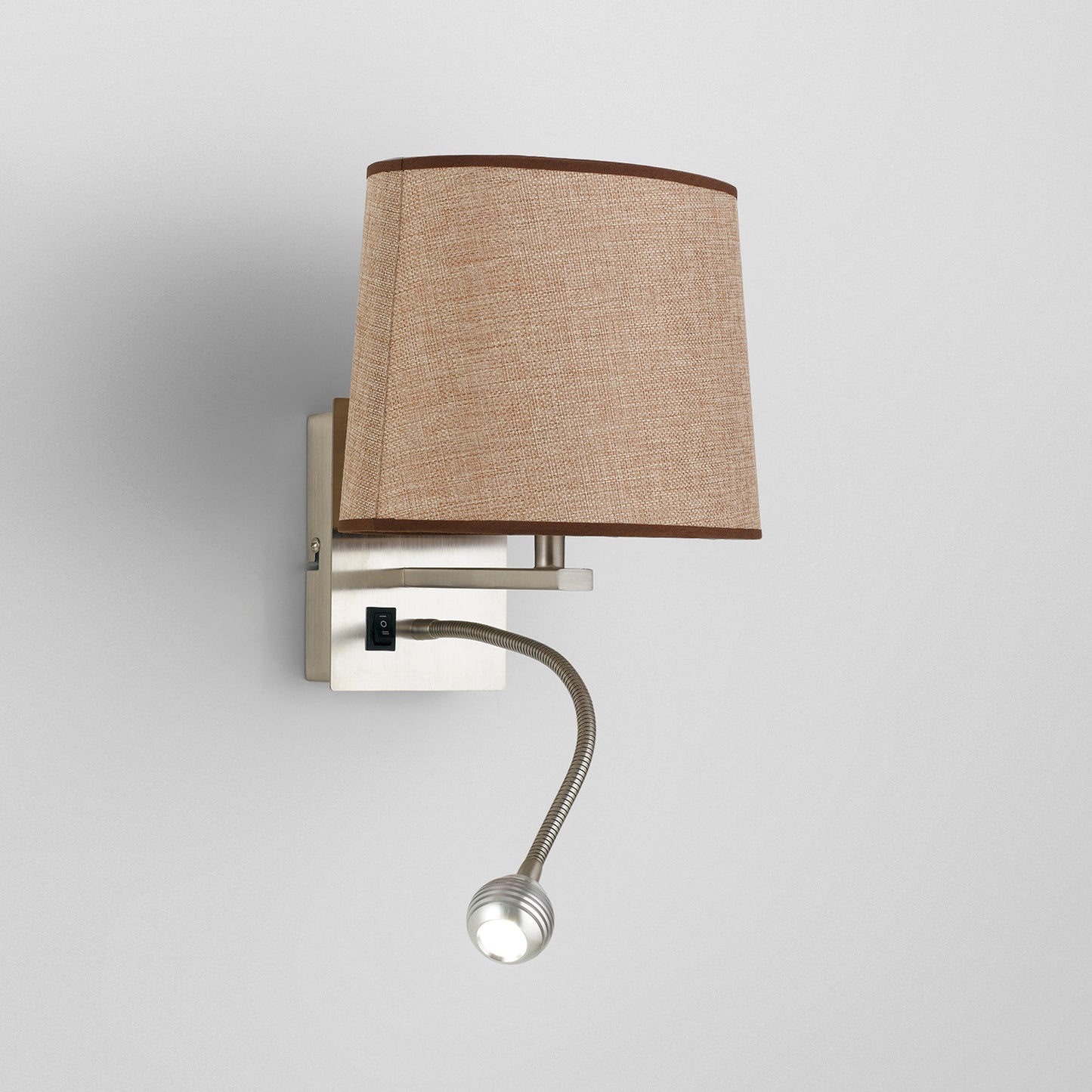 Applique LED HELLY in tessuto ecrù con braccio flessibile