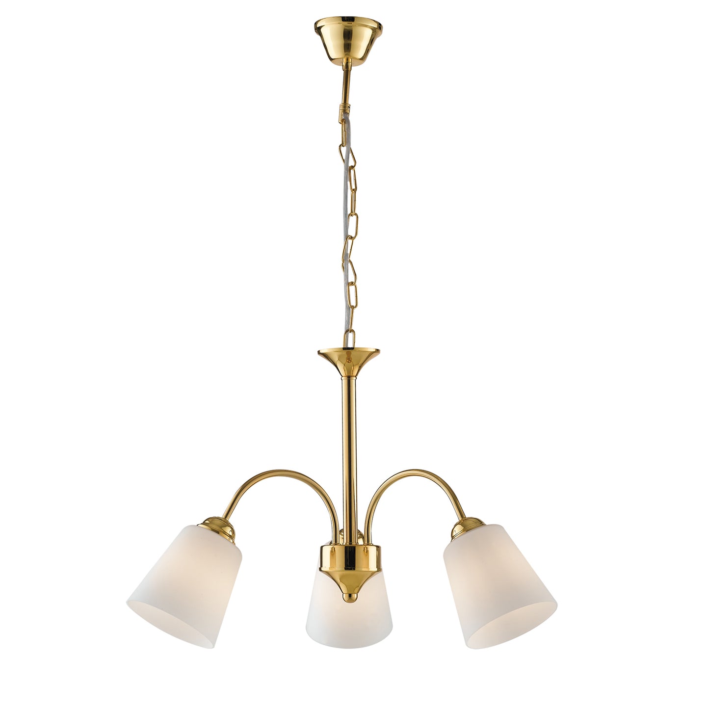 Lampadario 1162 in metallo oro con tre diffusori in vetro
