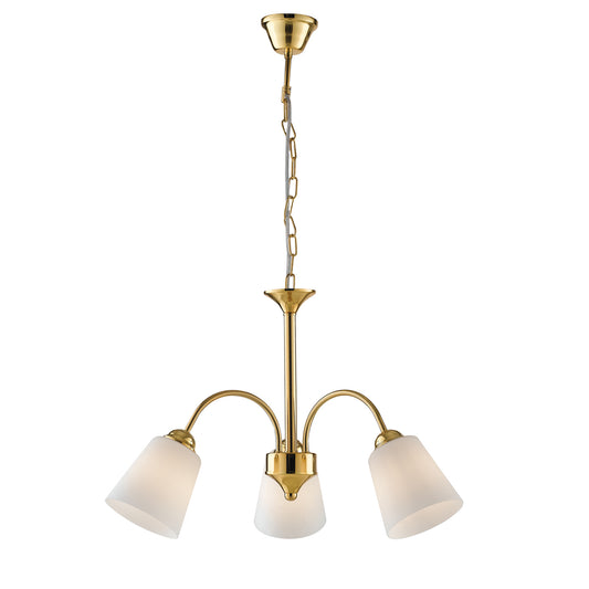 Lampadario 1162 in metallo oro con tre diffusori in vetro