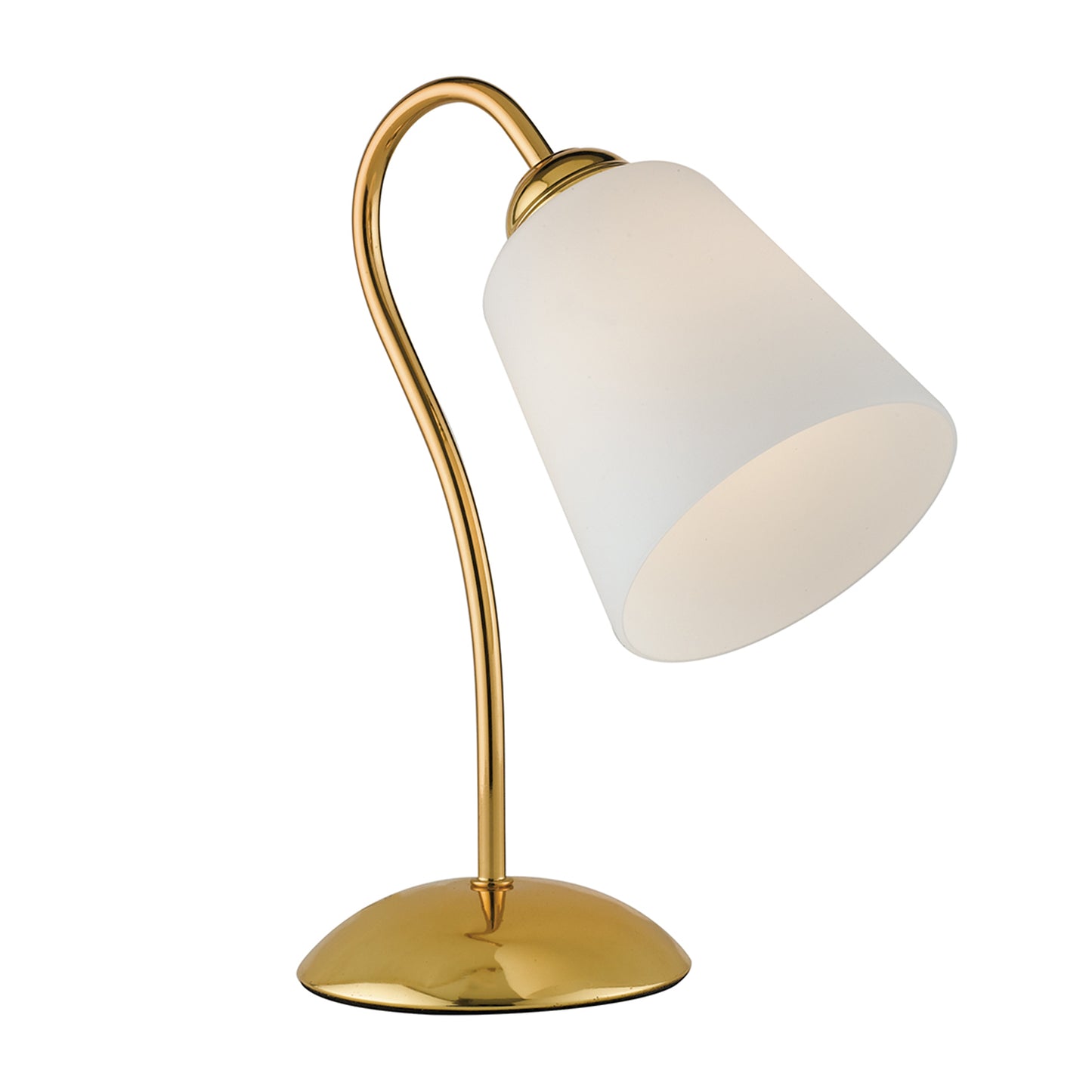 Lampada da tavolo 1162 in metallo oro con diffusore in vetro
