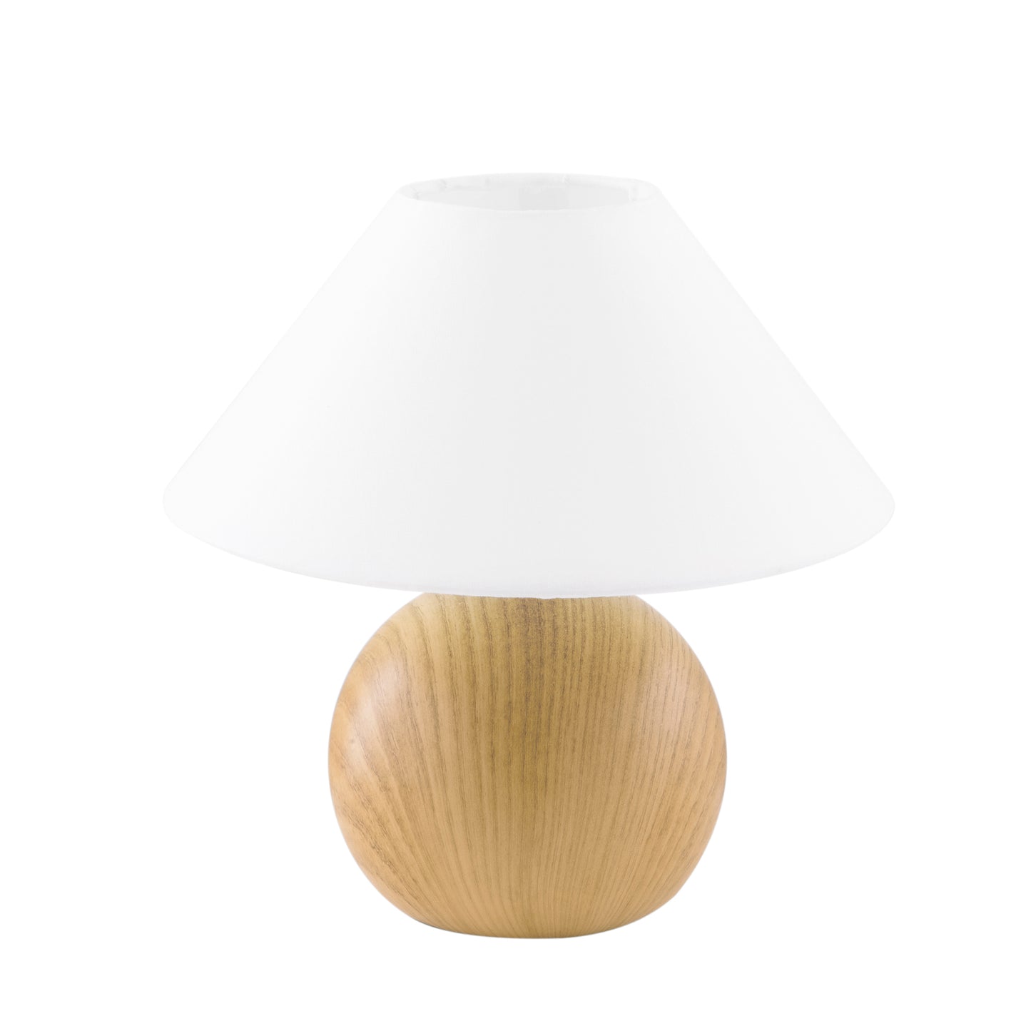 Lampada da tavolo PINO in ceramica effetto legno chiaro e paralume in tessuto