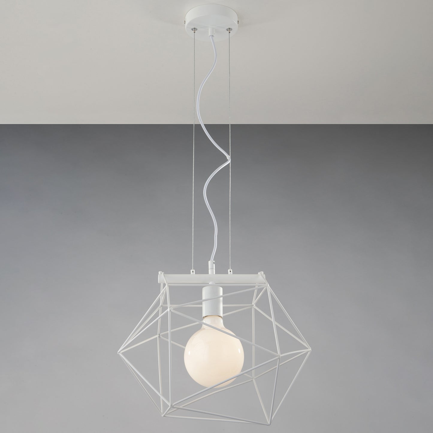 Sospensione ABRAXAS in metallo bianco con singolo punto luce