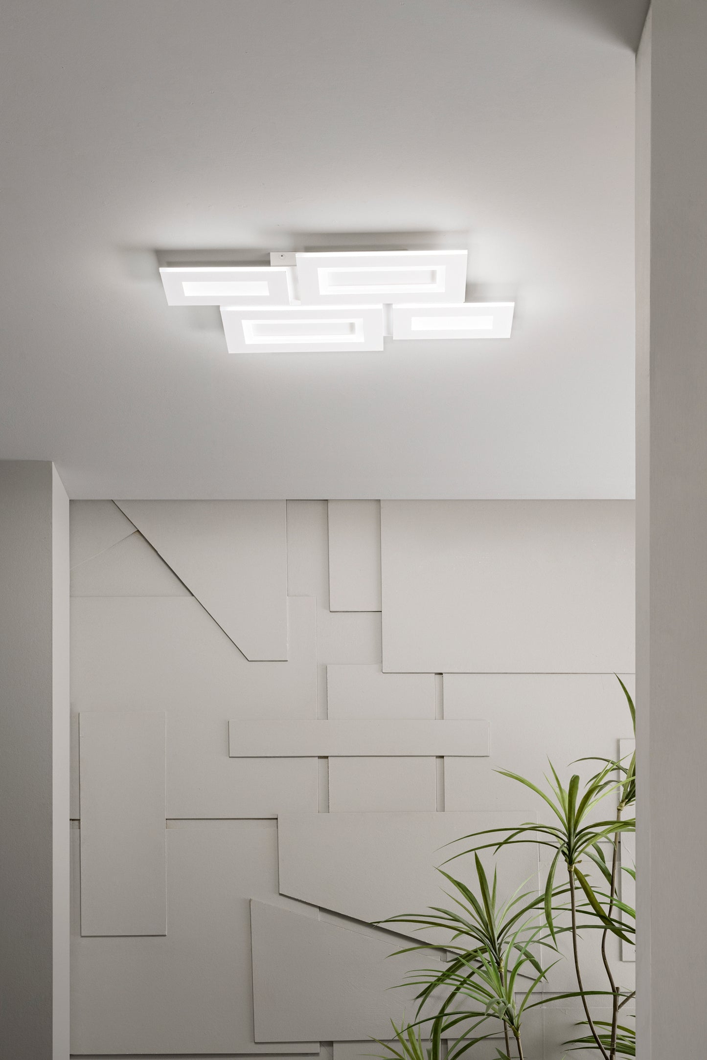 Plafoniera Albers in alluminio bianco, CCT, 50cm X 48cm - composizione