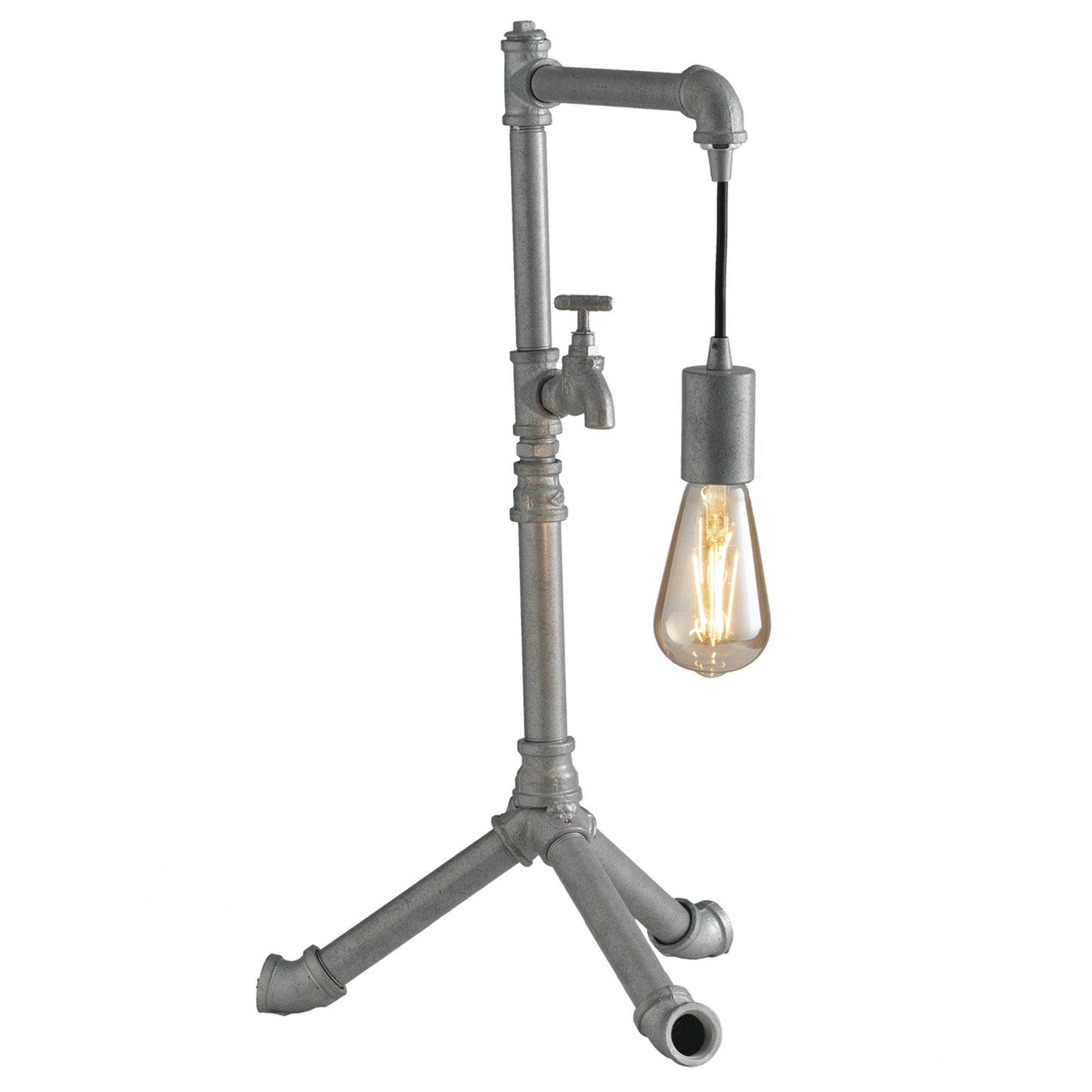 Lampada da tavolo AMARCORD in metallo zincato invecchiato