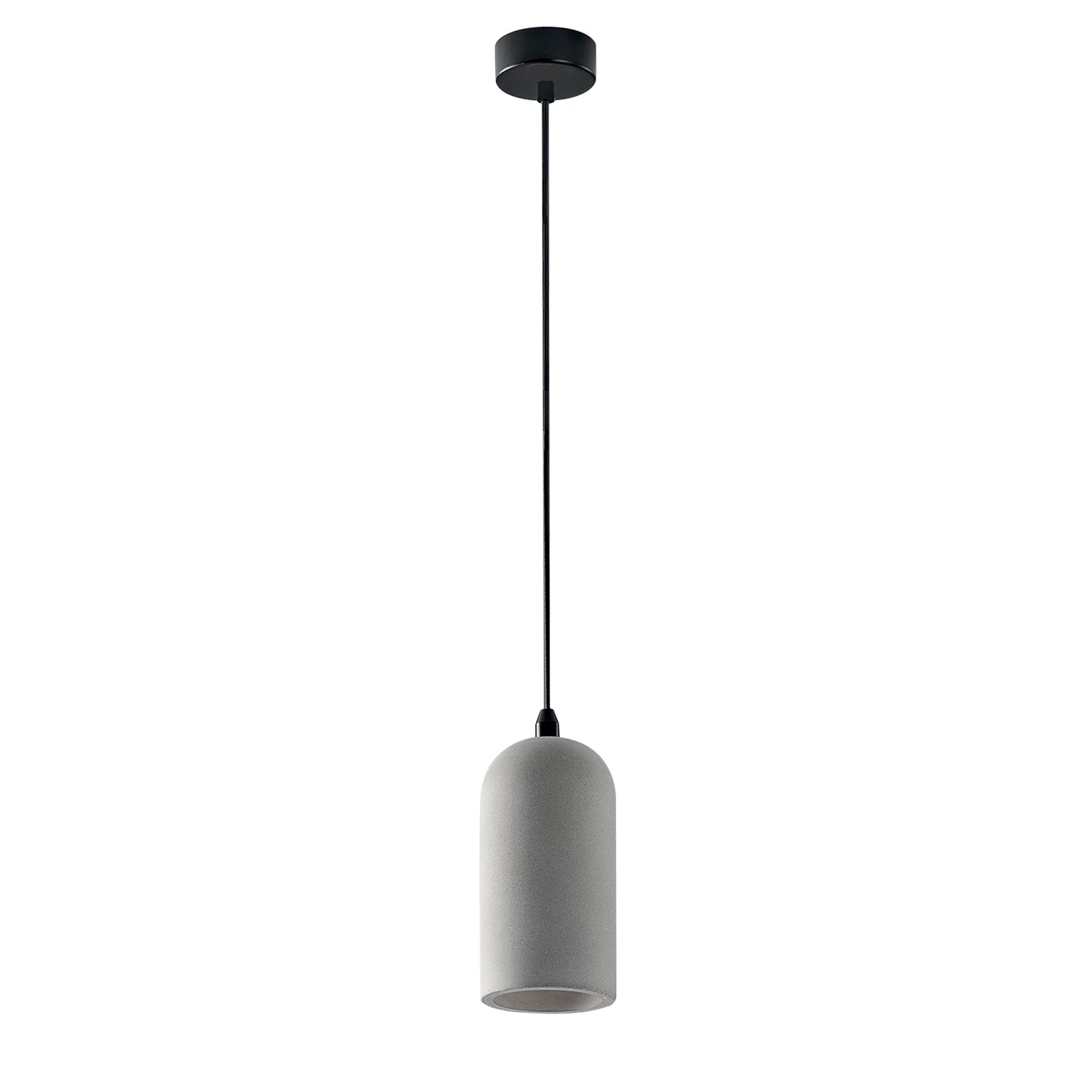 Sospensione ANDO a tronco di cono in cemento grigio.