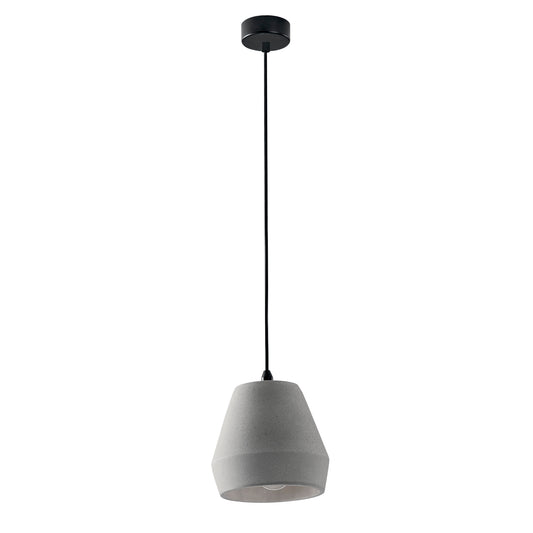 Sospensione ANDO a cono rovesciato in cemento grigio.