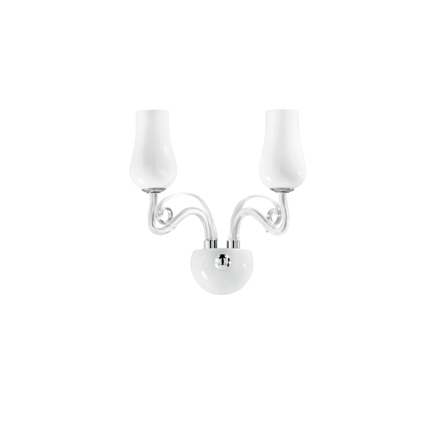 Applique ANGEL in vetro bianco a due luci con dettagli cromati e trasparenti