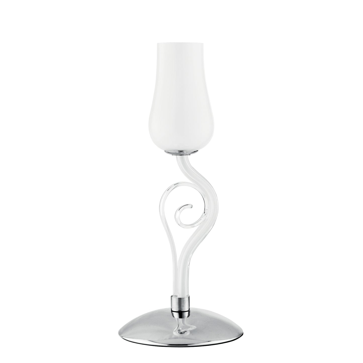 Lampada da tavolo ANGEL in vetro bianco con dettagli cromati e trasparenti 43cm, 18 cm. Ø.