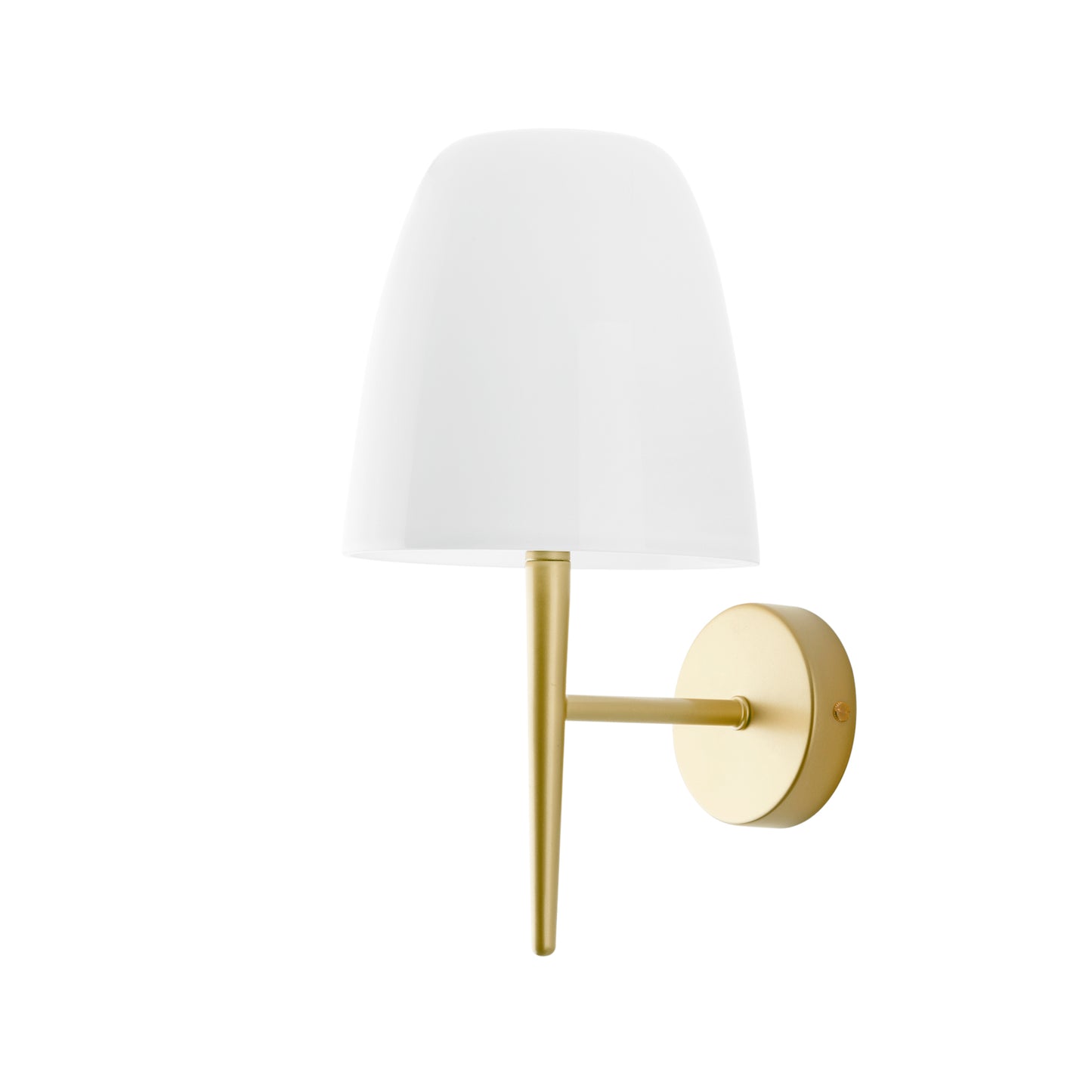 Applique ARES con struttura in metallo oro e diffusore in vetro bianco