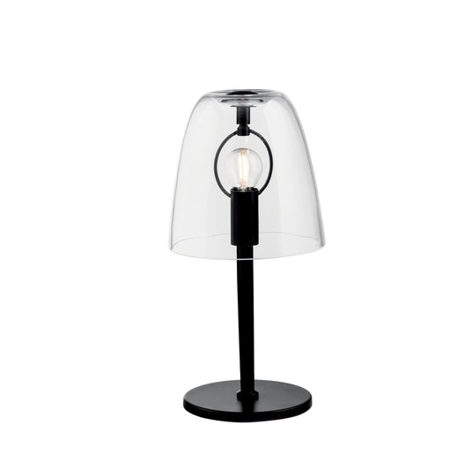 Lampada da tavolo ARES in metallo nero e diffusore vetro trasparente 36cm, 15cm Ø.