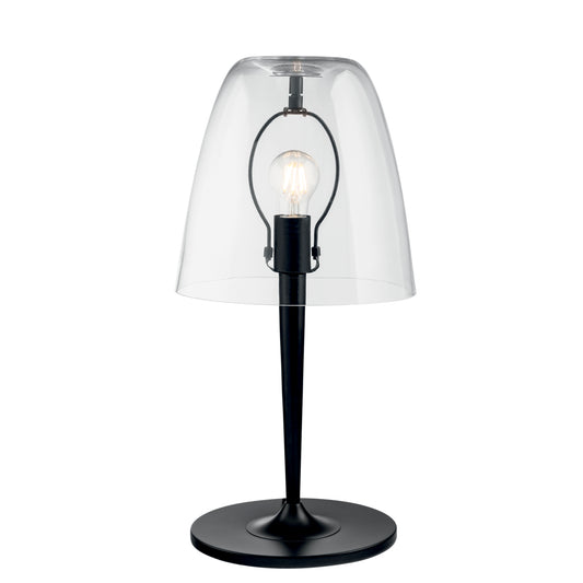 Lampada da tavolo ARES in metallo nero e diffusore vetro trasparente 56 cm, 24cm Ø.