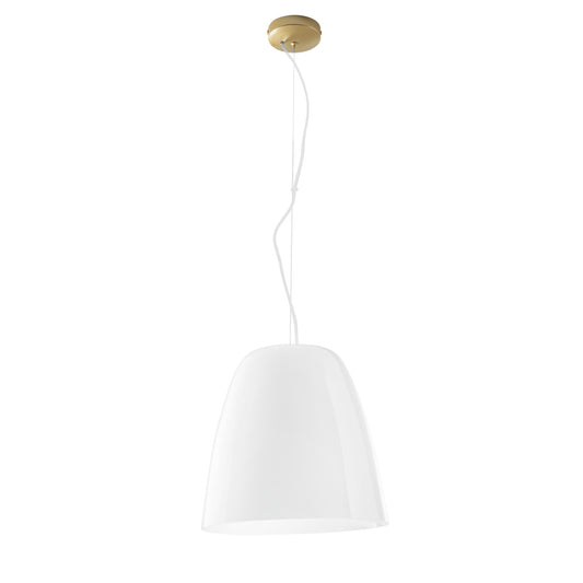 Sospensione ARES in metallo oro con diffusore in vetro bianco 35